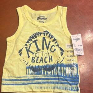 OshKosh B'gosh Yellow Tank Top with Blue "King of the Beach" Graphic